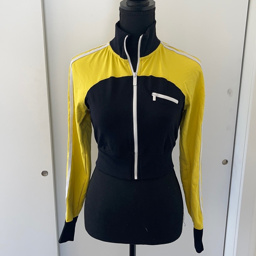 bebe sport crop zip up with matching track pants